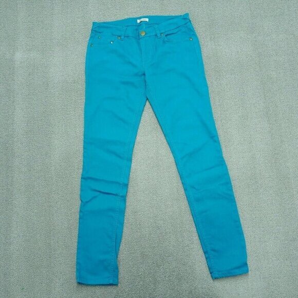Fire Jeans Junior Size 5 Green Teal Turquoise‎ Skinny Slim Cotton Blend - Picture 1 of 7